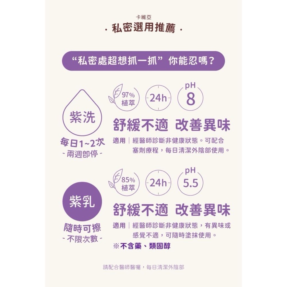 【Cavailles卡維亞】立效舒解私密潔淨露-200ml / 私密修護乳(紫乳)-50ml (新包裝)-細節圖4