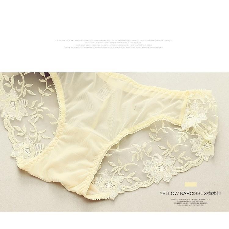 【林柏】日系 冰絲 性感 網紗 刺繡 蕾絲 透明 女三角內褲 女內褲-細節圖4