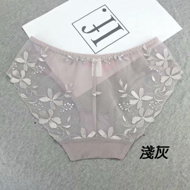 【林柏】刺繡蕾絲 性感 冰絲 網紗透明 日系 女士 三角內褲-細節圖8