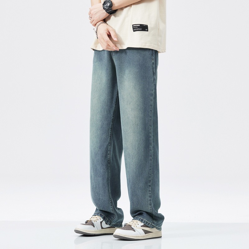 【林柏】大尺碼可穿最大100kg! 基本款 莫代爾 清涼透氣 直筒 微寬褲 丹寧 牛仔褲 長褲-細節圖3