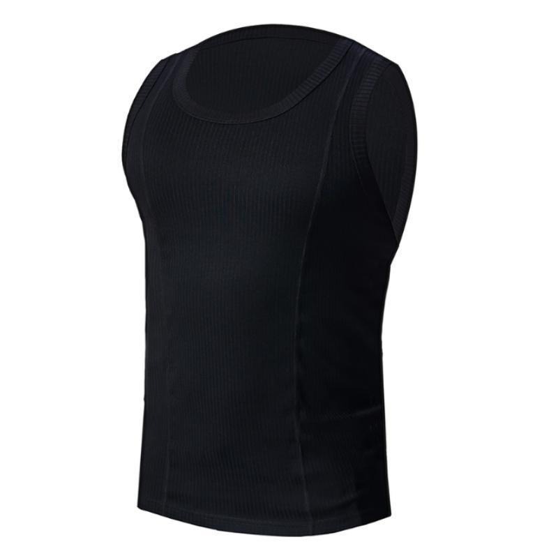 【林柏】韓版 厚磅 莫代爾 不激凸 曲線剪裁 顯壯 速乾材質 背心 健身 運動 男背心 共2色 (M-XXL)-細節圖7