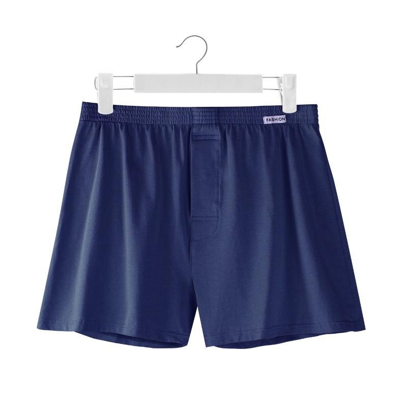【林柏】L-6XL 日系 精梳棉 微彈力 多色 素色 基本款 前開孔 寬鬆 阿羅褲 四角褲 男內褲 男四角褲-細節圖5