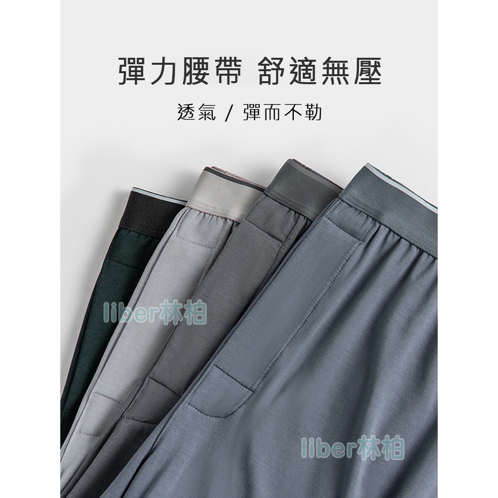 【林柏】L-4XL 日系 基本款 莫代爾 多色 素色 前開孔 寬鬆 阿羅褲 四角褲 男內褲 男四角褲-細節圖3
