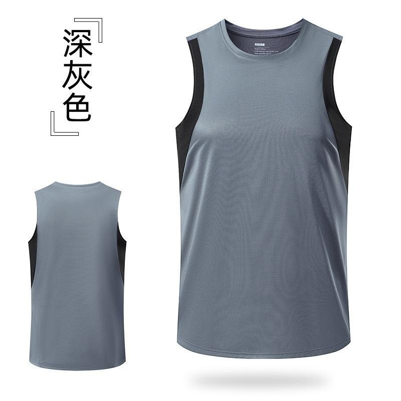 【林柏】撞色款 透氣孔布料 健身 運動背心 吊嘎 男背心 挖背款 共2色-細節圖3