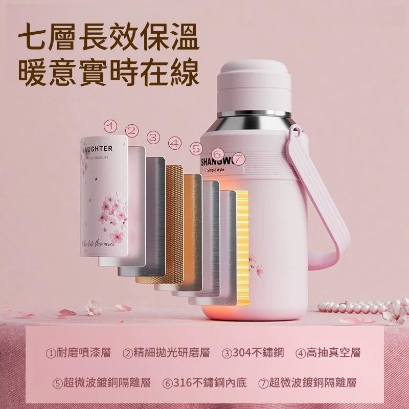 【現貨】浪漫浮雕花卉可提可背保溫壺-細節圖4