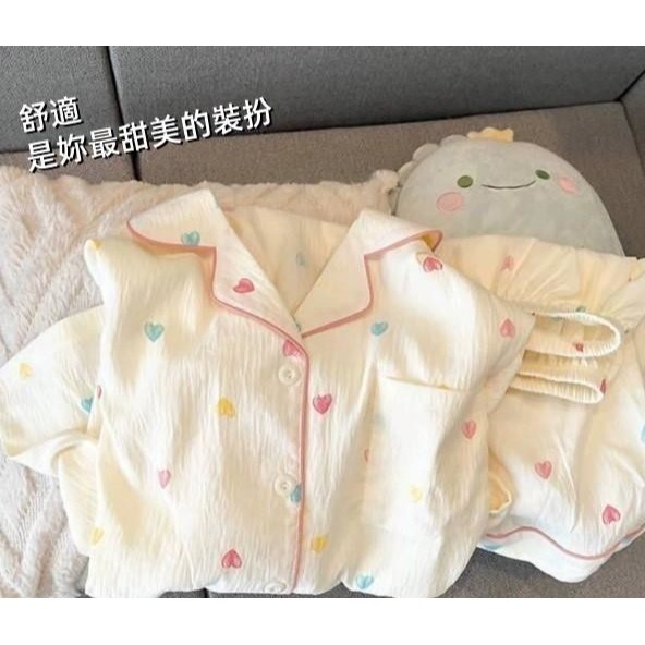 【現貨】甜美翻領排扣休閒家居服套裝-細節圖2