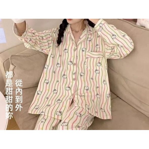 【現貨】甜美翻領排扣休閒家居服套裝-細節圖3
