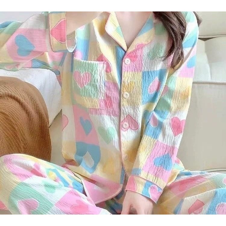 【現貨】甜美翻領排扣休閒家居服套裝-細節圖4