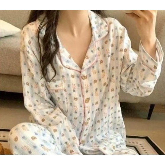 【現貨】甜美翻領排扣休閒家居服套裝-細節圖6