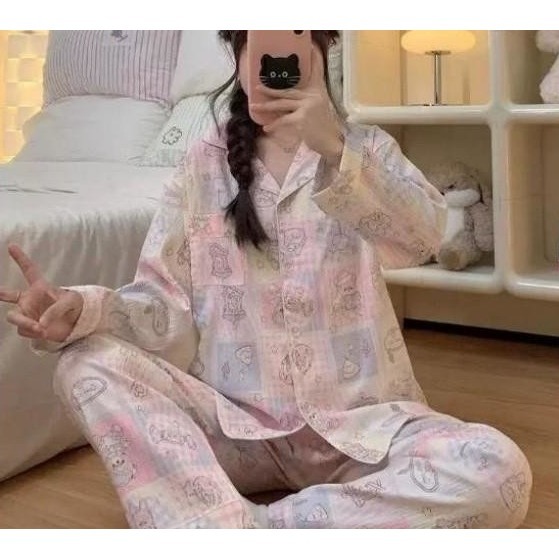 【現貨】甜美翻領排扣休閒家居服套裝-細節圖7