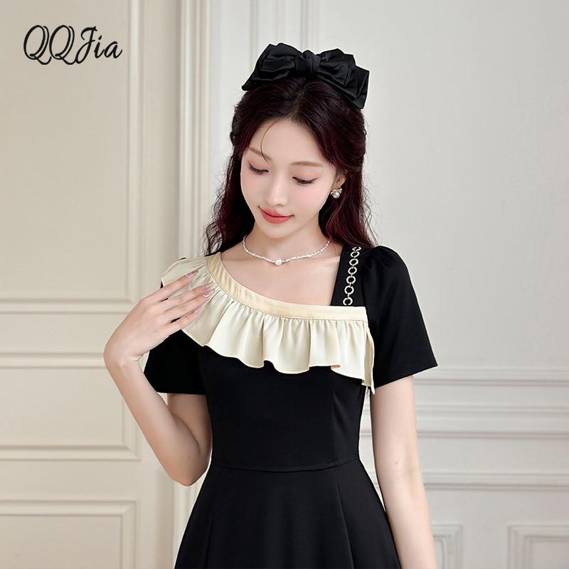 新款氣質洋裝2025法式輕奢高級感黑色小香風顯瘦小個子夏季裙子-細節圖3