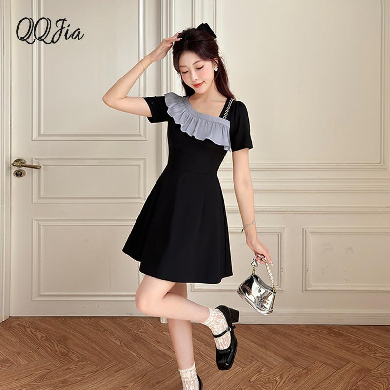 新款氣質洋裝2025法式輕奢高級感黑色小香風顯瘦小個子夏季裙子-細節圖5