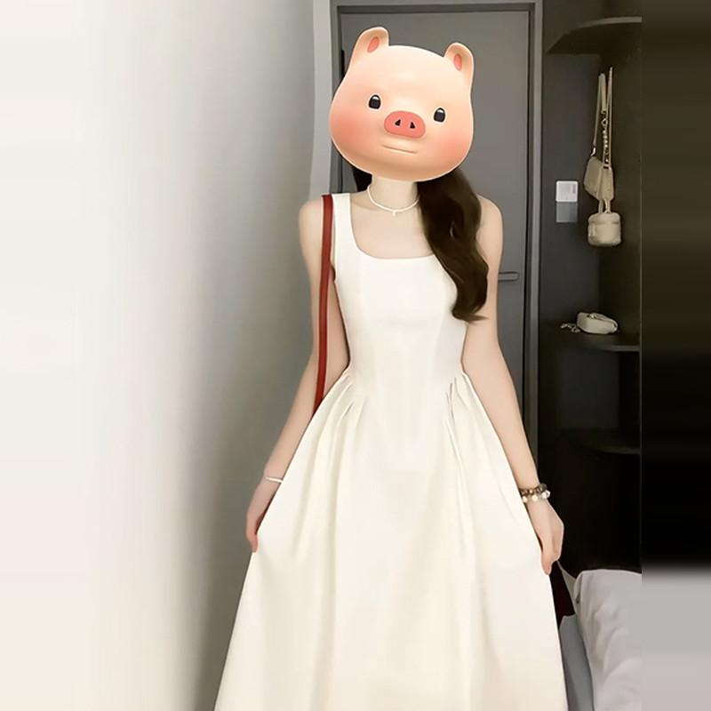 吊帶小白裙海邊度假2025新款白月光洋裝子夏季女高級感法式長裙-細節圖2