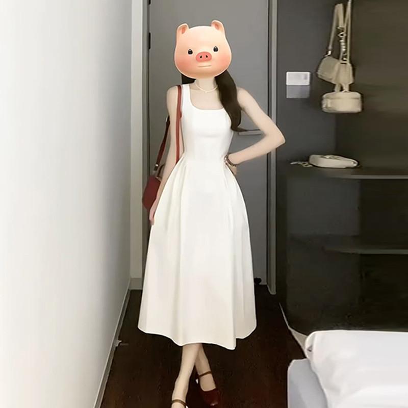 吊帶小白裙海邊度假2025新款白月光洋裝子夏季女高級感法式長裙-細節圖4