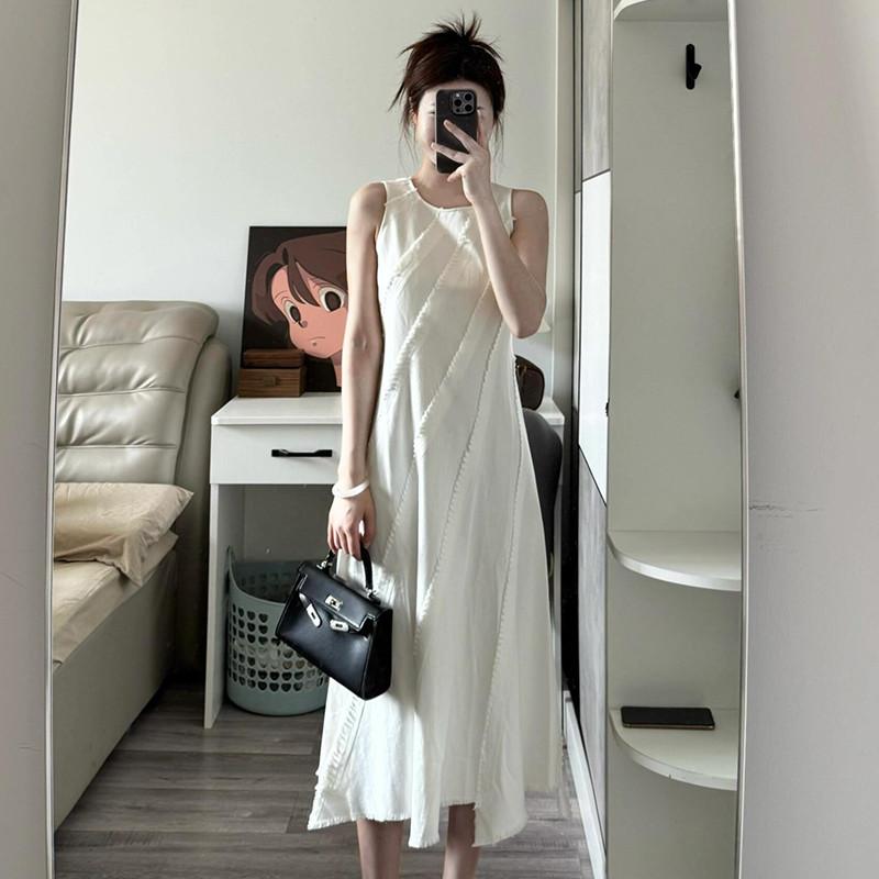 白色無袖洋裝女2025春秋季新款韓系小個子休閒高級感獨特超好看-細節圖2