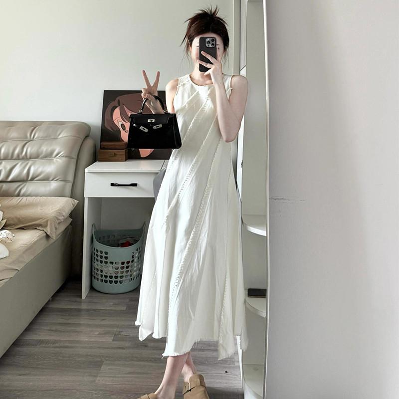 白色無袖洋裝女2025春秋季新款韓系小個子休閒高級感獨特超好看-細節圖3