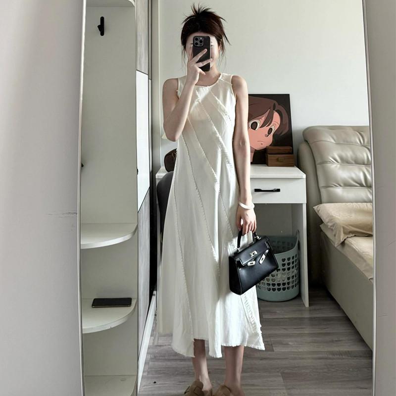白色無袖洋裝女2025春秋季新款韓系小個子休閒高級感獨特超好看-細節圖4