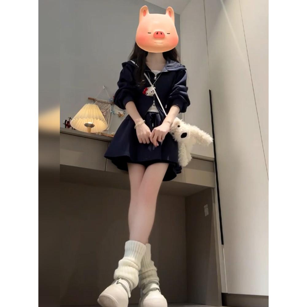 學院風大學T套裝洋裝子女裝2025新款爆款春季小個子韓系穿搭短裙-細節圖2