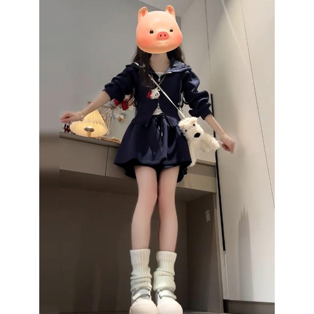 學院風大學T套裝洋裝子女裝2025新款爆款春季小個子韓系穿搭短裙-細節圖3