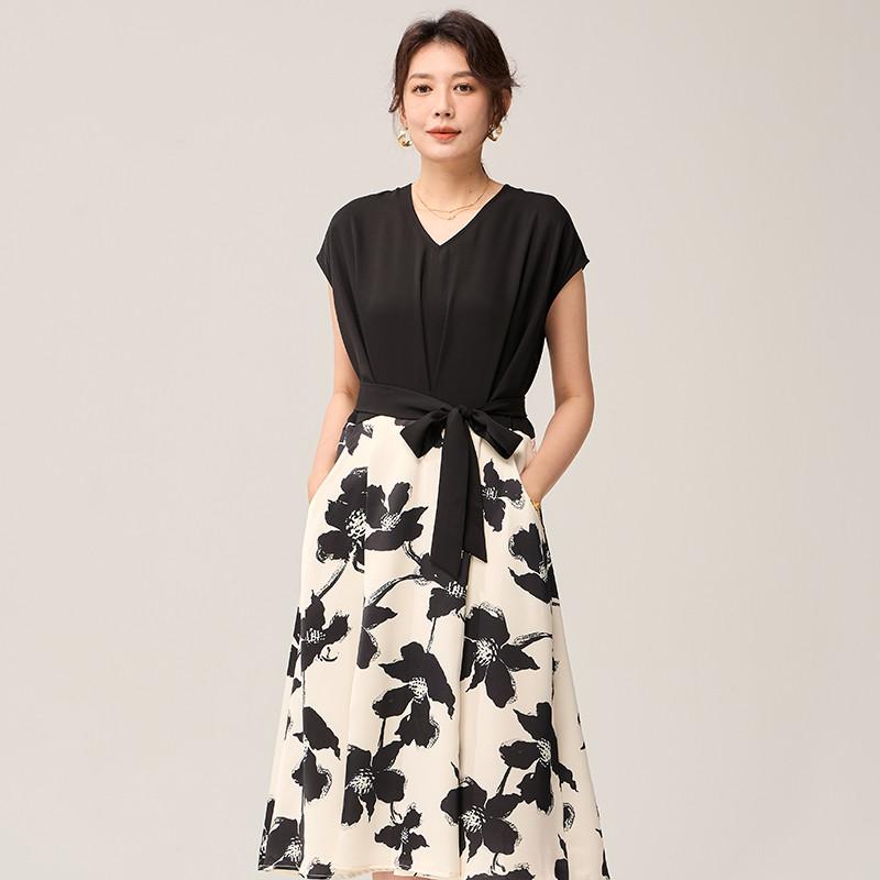 媽媽洋裝夏裝氣質媽媽裝夏衣服中年女裝母親節40歲端莊大氣裙子-細節圖5