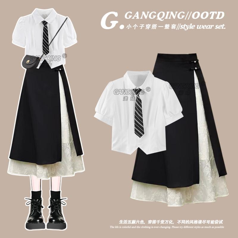 jk制服學院風洋裝女夏季2026新款畢業禮服新中式國風收腰小黑裙-細節圖3