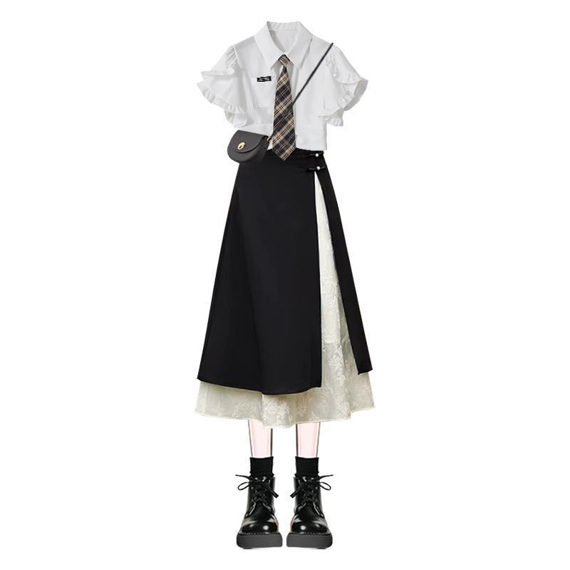 jk制服學院風洋裝女夏季2026新款畢業禮服新中式國風收腰小黑裙-細節圖5