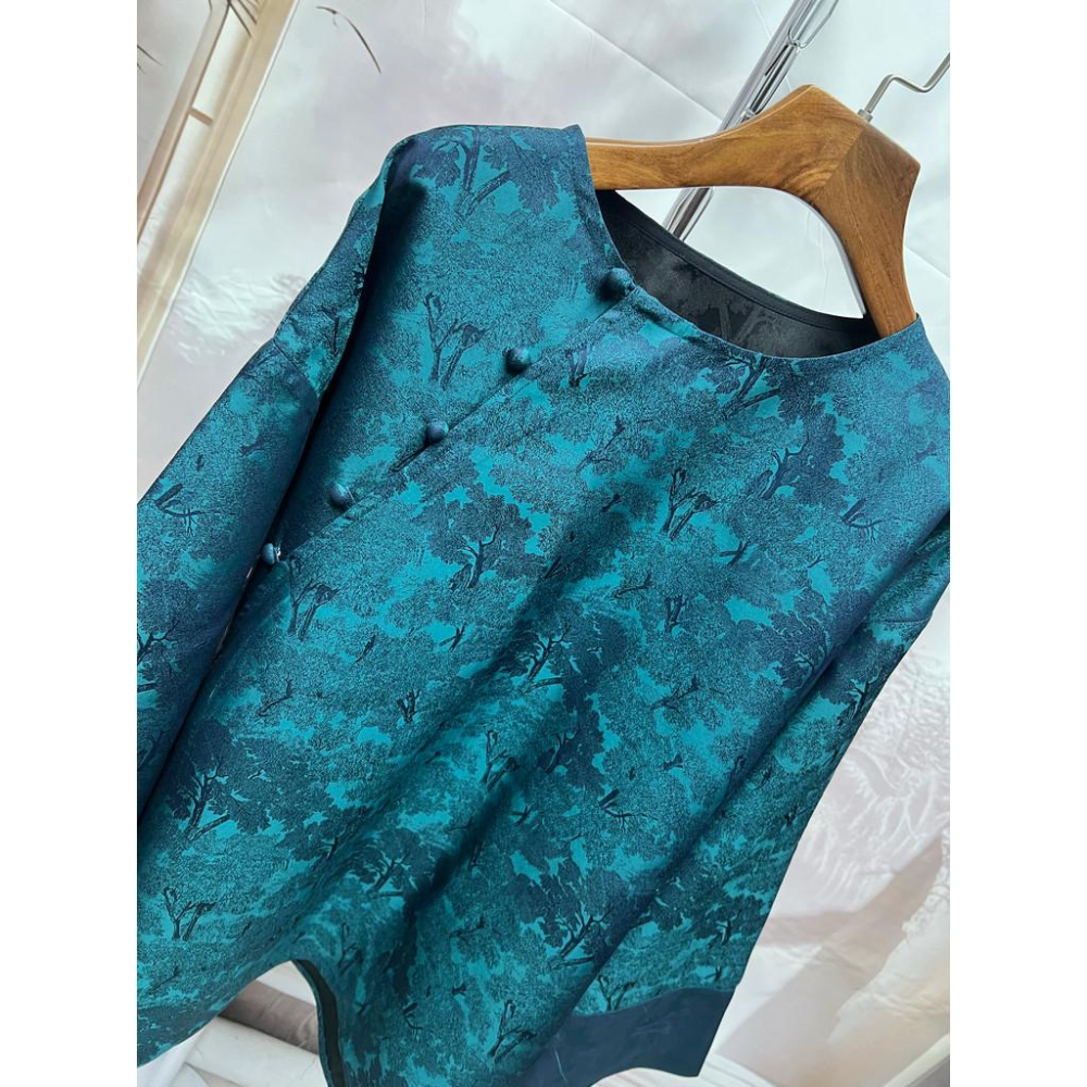 （98元-698元)直播間鏈接真絲香雲紗洋裝連肩袖大袍A字裙-細節圖5