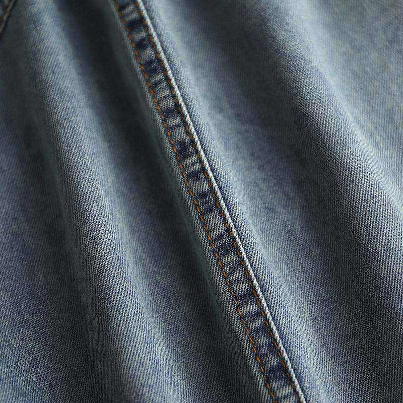 新中式國風拼接牛仔洋裝女夏季新款小個子氣質收腰短袖薄款裙子-細節圖4