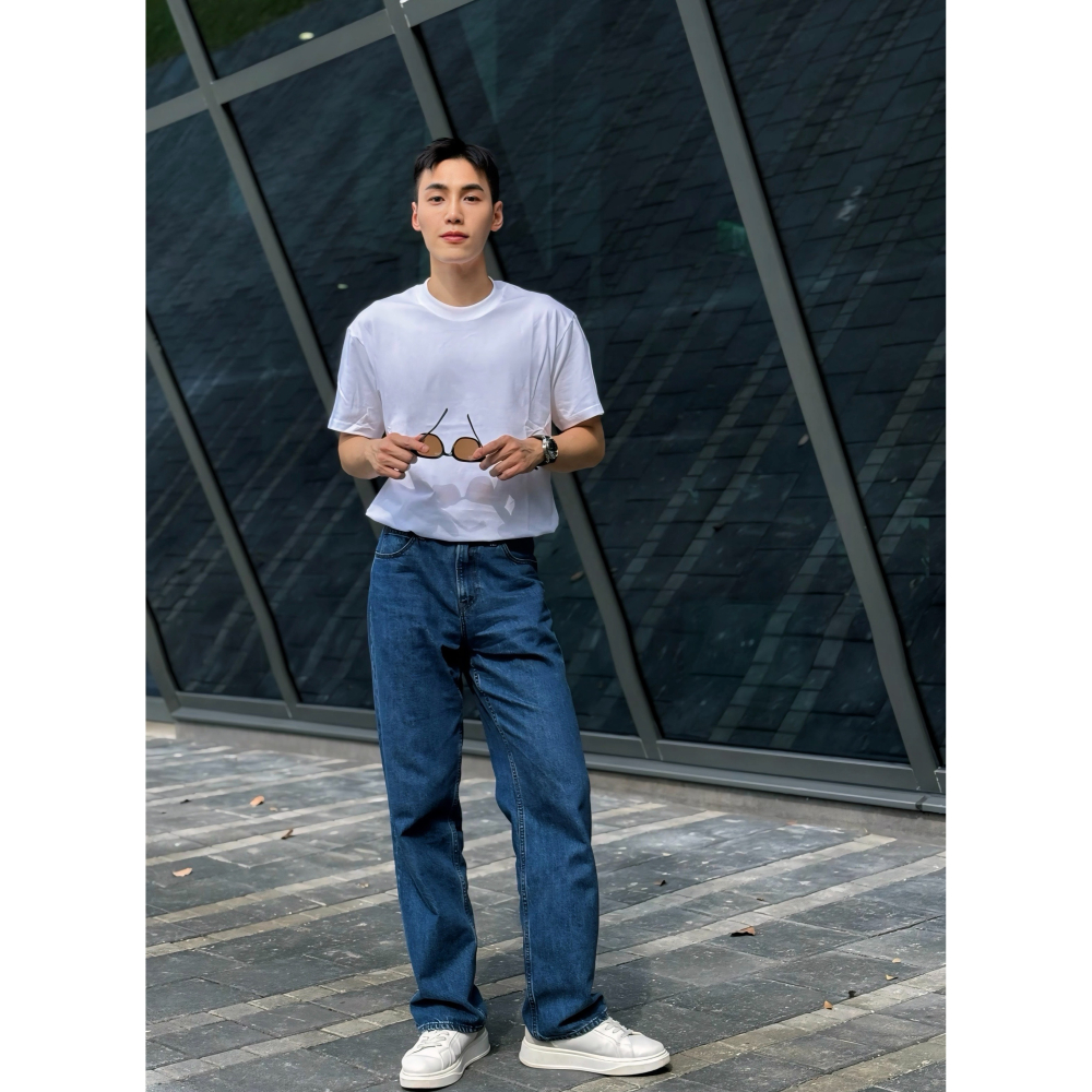 100%純棉圓領T恤(男女同款)-細節圖3