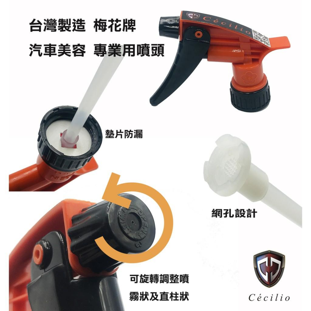【Cécilio】噴頭/透明瓶組合/手扣式噴頭/方槍塑膠噴頭/方型噴頭/塑膠噴頭/寶特瓶噴霧頭/酒精噴頭/噴霧-細節圖2