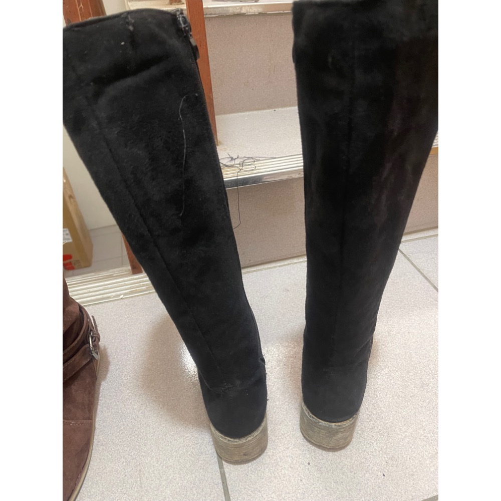 （二手）麂皮綁帶膝下長靴-細節圖4