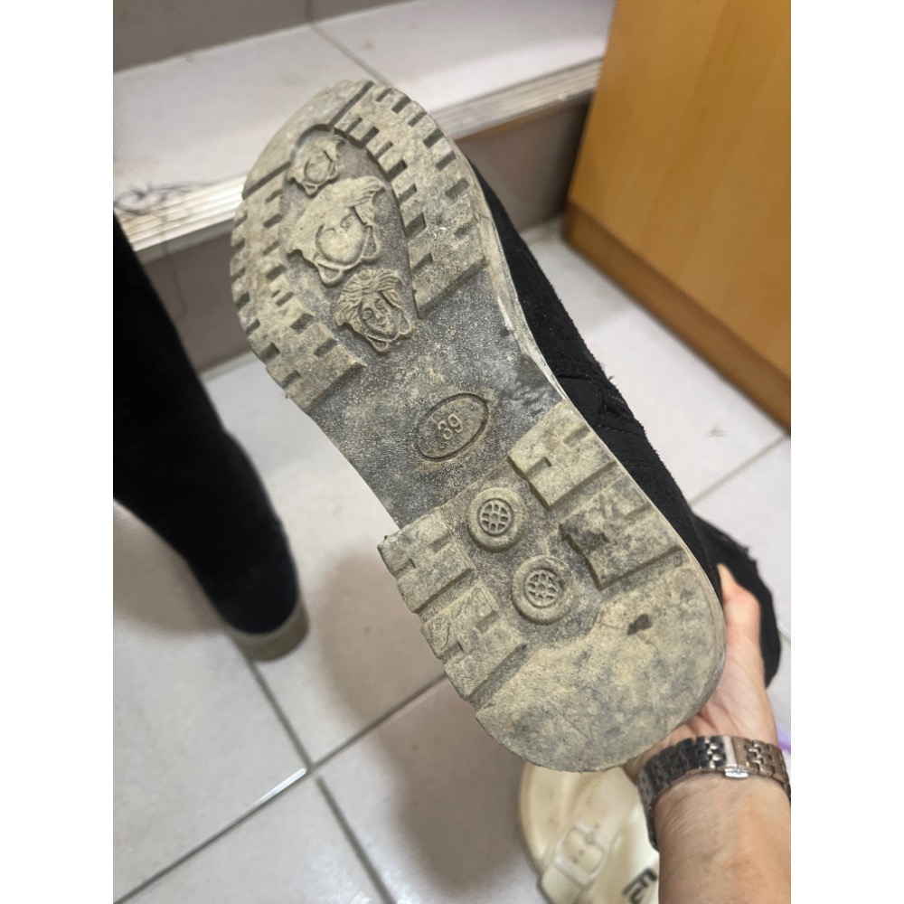 （二手）麂皮綁帶膝下長靴-細節圖5