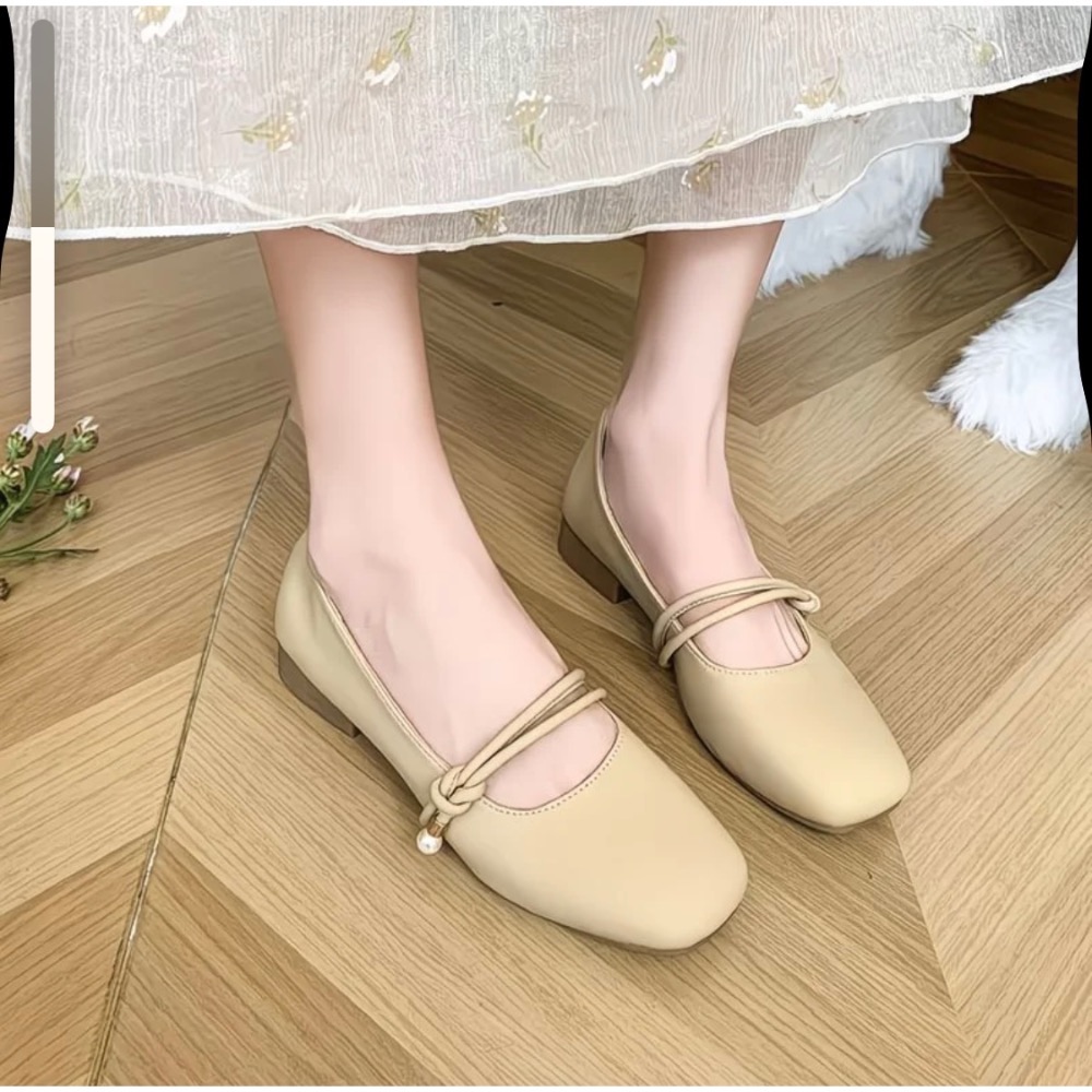 瑪麗珍軟皮皮單鞋女2025新款春秋晚晚風溫柔平底奶奶瓢鞋 圓頭 高跟單鞋 韓版女鞋-細節圖3
