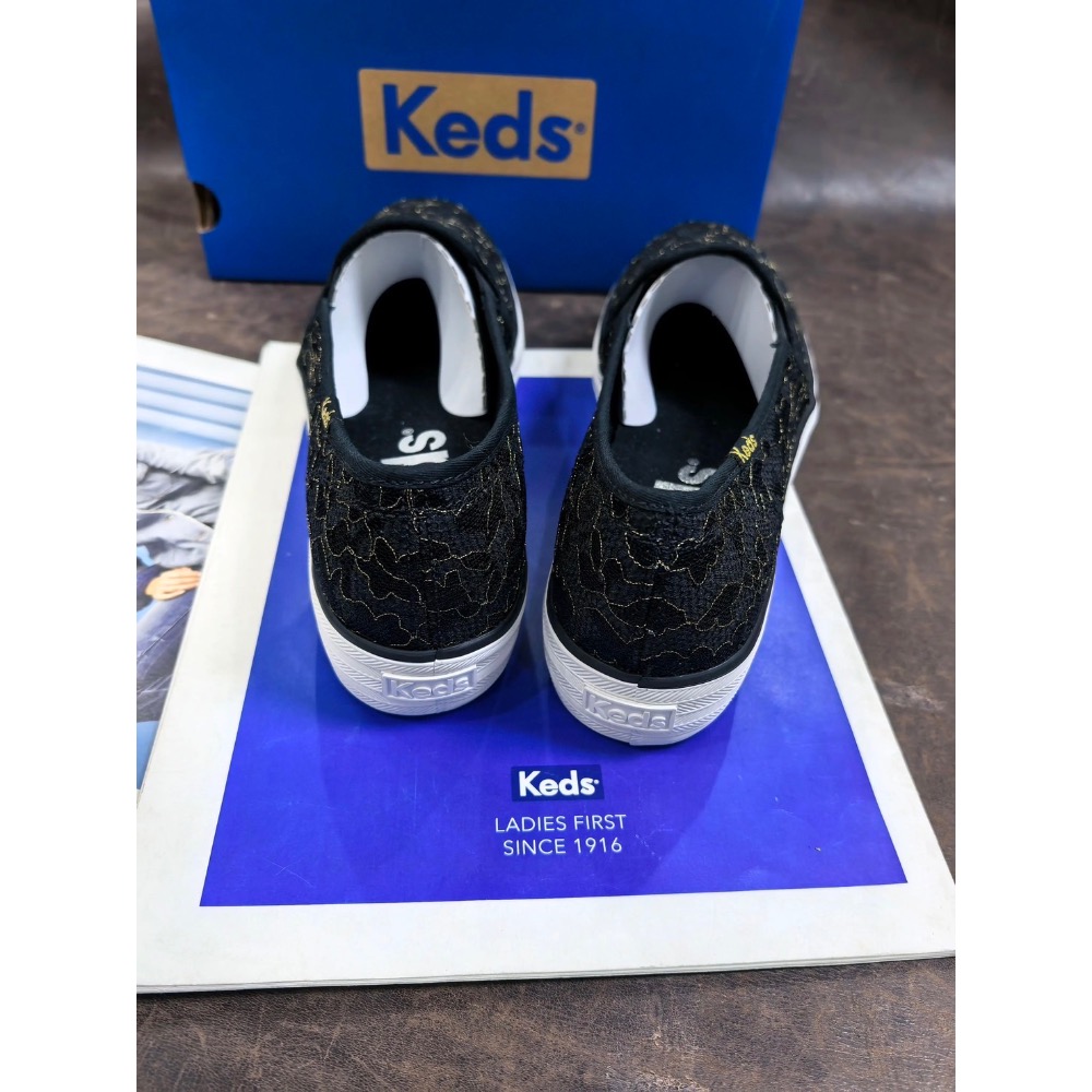 ￼零碼特價 Keds新款淺口蕾絲女厚底樂福鞋一腳蹬帆布鞋-細節圖4