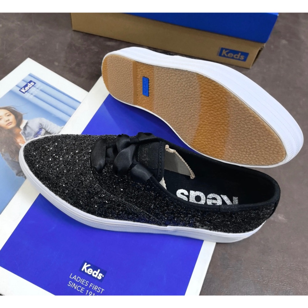 零碼特價🉐️ 美國🇺🇸潮牌Keds緞帶🎀復古亮片厚底休閒鞋👟小白鞋 真皮鞋 運動鞋-細節圖3