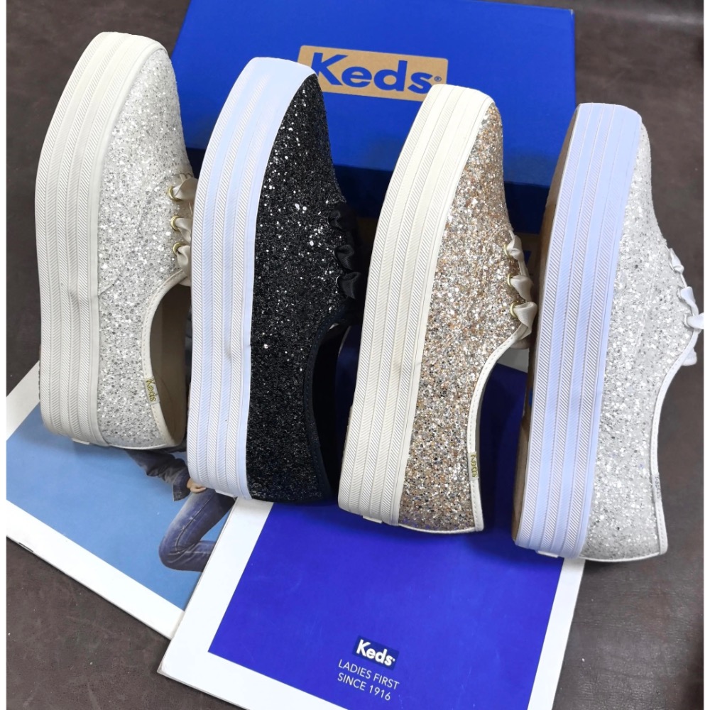 零碼特價🉐️ 美國🇺🇸潮牌Keds緞帶🎀復古亮片厚底休閒鞋👟小白鞋 真皮鞋 運動鞋-細節圖5