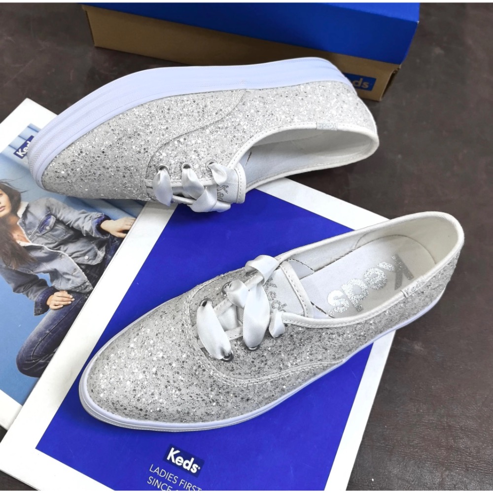 零碼特價🉐️ 美國🇺🇸潮牌Keds緞帶🎀復古亮片厚底休閒鞋👟小白鞋 真皮鞋 運動鞋-細節圖7