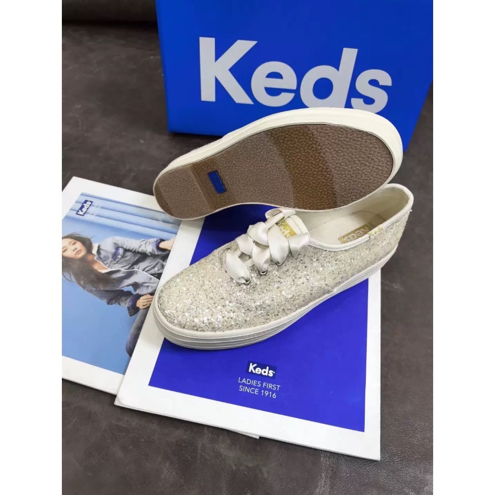 零碼特價美國🇺🇸潮牌Keds 緞帶🎀厚底婚鞋👟閃粉✨亮片鞋👟休閒鞋👟實品超美🌸-細節圖3