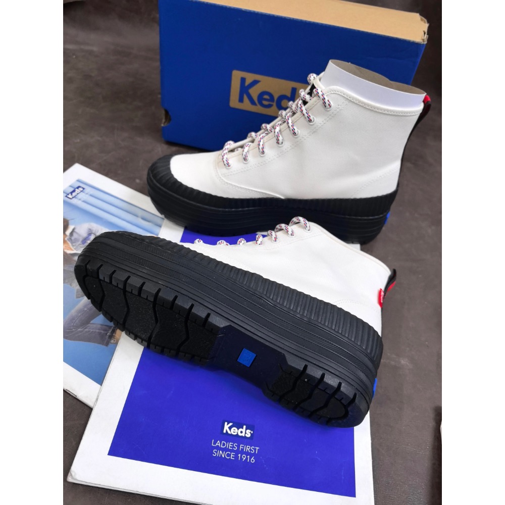 ￼零碼特價新款零碼特價KEDS秋冬內毛裡短靴休閒高筒靴時尚厚底板鞋小白靴-細節圖4