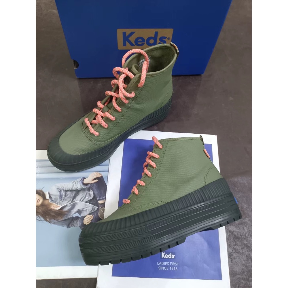 ￼零碼特價新款零碼特價KEDS秋冬內毛裡短靴休閒高筒靴時尚厚底板鞋小白靴-細節圖5