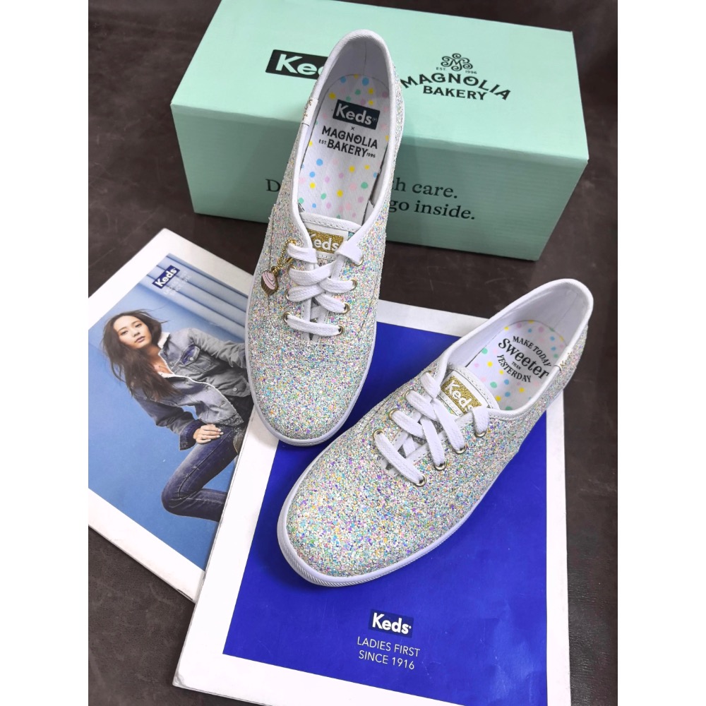 零碼特價 Keds聯名款閃閃發光片鞋甜心系列舒適透氣帆布鬆糕鞋潮流時尚公主鞋-細節圖2