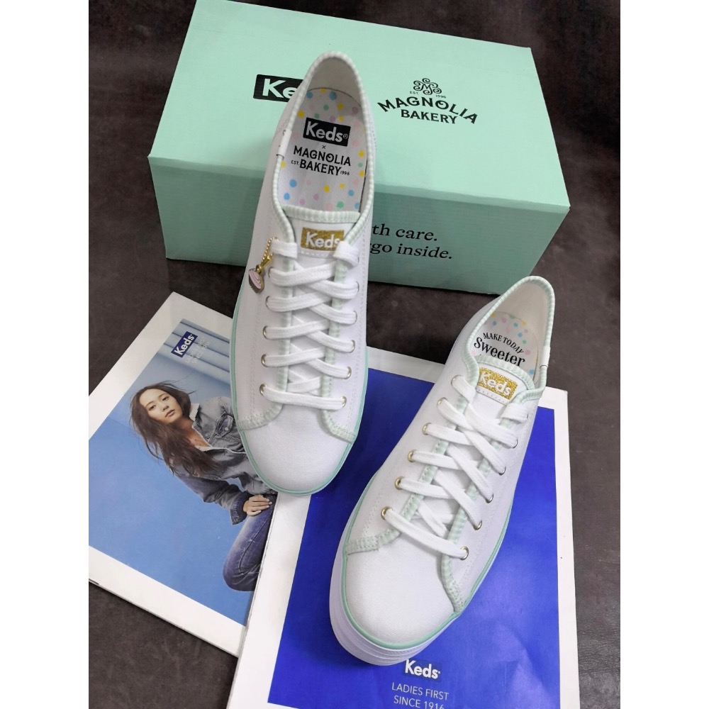 零碼特價 Keds聯名款閃閃發光片鞋甜心系列舒適透氣帆布鬆糕鞋潮流時尚公主鞋-細節圖8