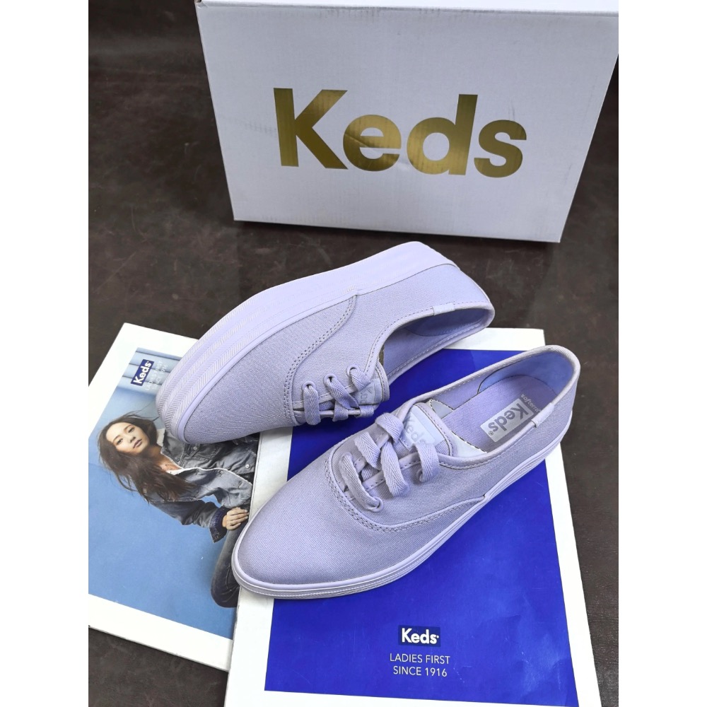 ￼新款限量優惠Keds皮面松糕女鞋彩虹底小白鞋舒适纯色百搭款春夏款休闲鞋-細節圖5