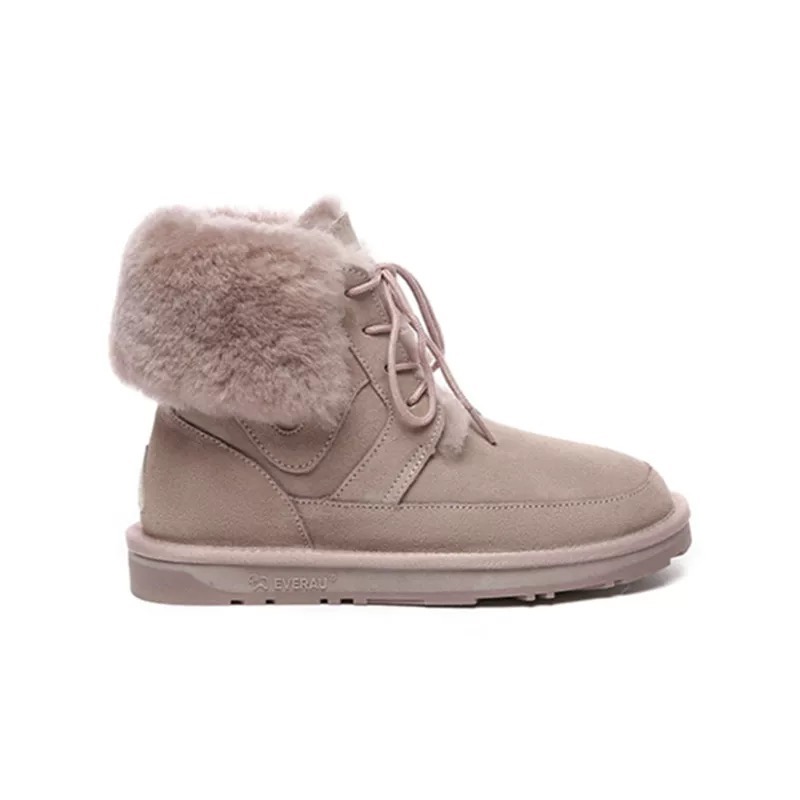 ￼新款 澳洲 EVERAU 冬季綿羊泡芙經典馬丁靴雪靴羊皮毛一體時尚棉鞋-細節圖8