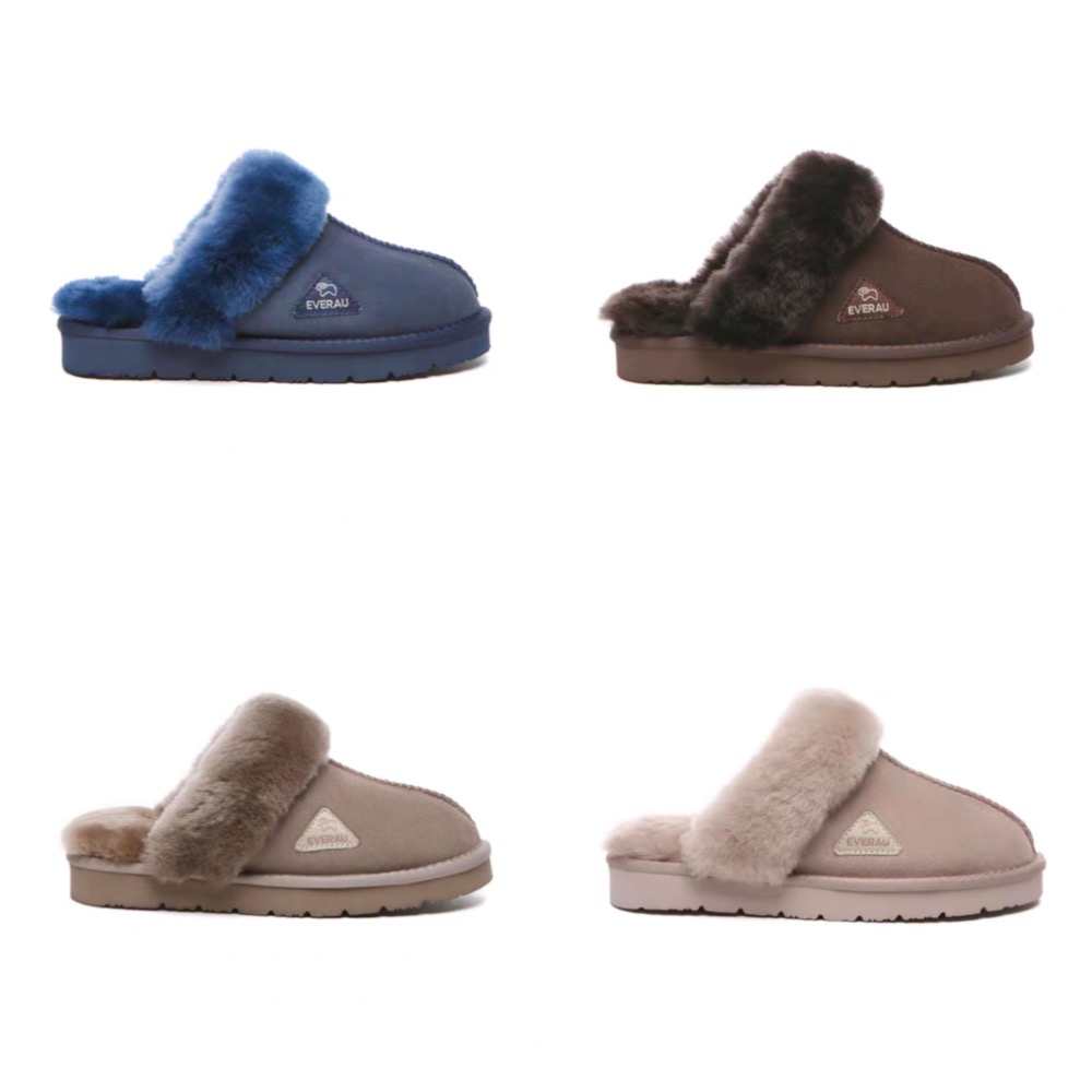 澳洲EVERAU秋冬絨軟馬卡龍皮毛一體毛拖鞋居家拖鞋保暖EA2064-細節圖3