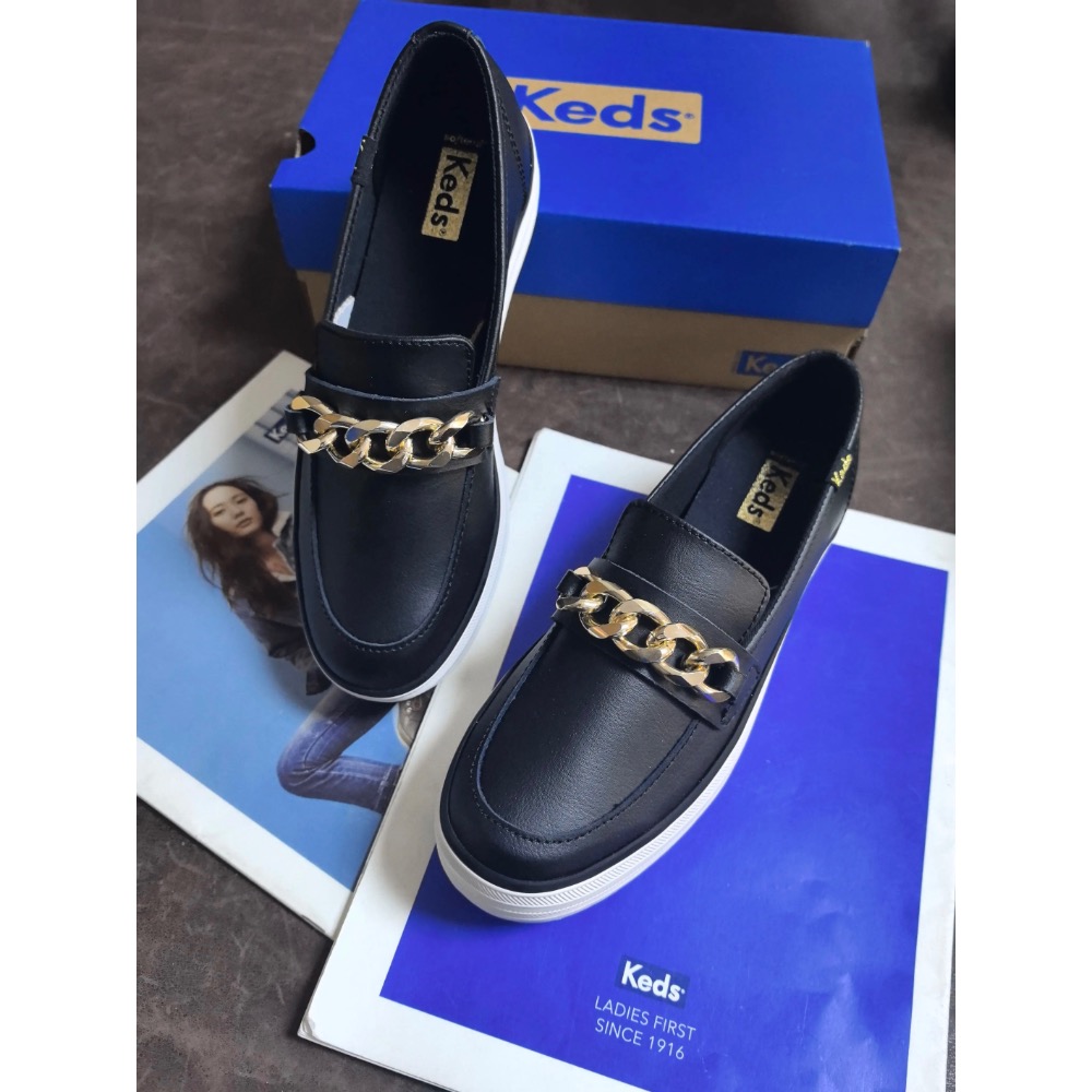 限量優惠Keds新款真皮樂福鞋淺口小皮鞋鬆糕底懶人鞋英倫風百搭休閒鞋-細節圖2