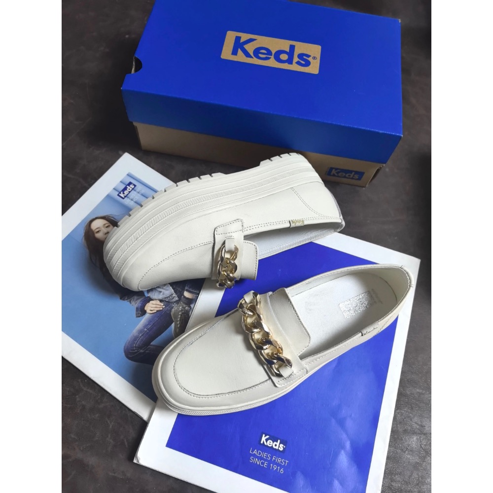 限量優惠Keds新款真皮樂福鞋淺口小皮鞋鬆糕底懶人鞋英倫風百搭休閒鞋-細節圖3