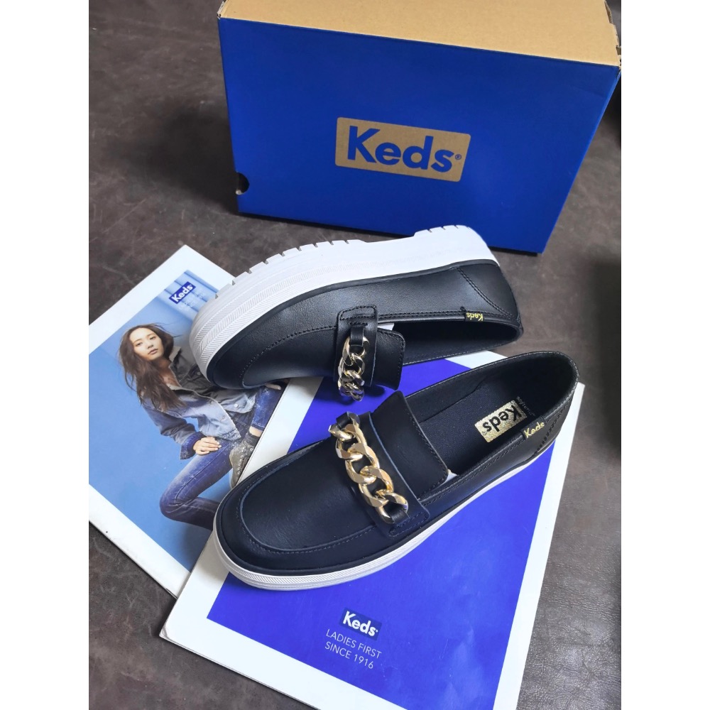 限量優惠Keds新款真皮樂福鞋淺口小皮鞋鬆糕底懶人鞋英倫風百搭休閒鞋-細節圖4