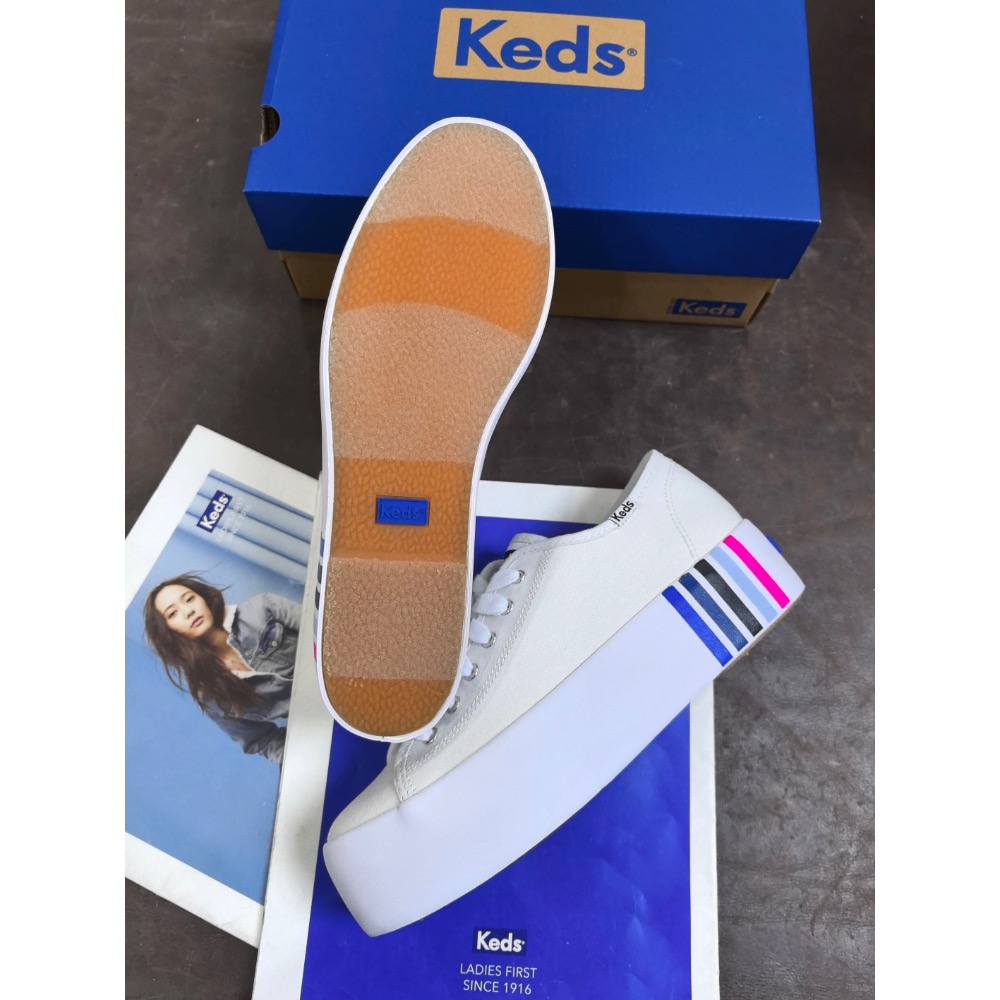 限時優惠Keds新款彩虹底增高4.5公分休閒帆布鞋春夏款女鞋-細節圖6
