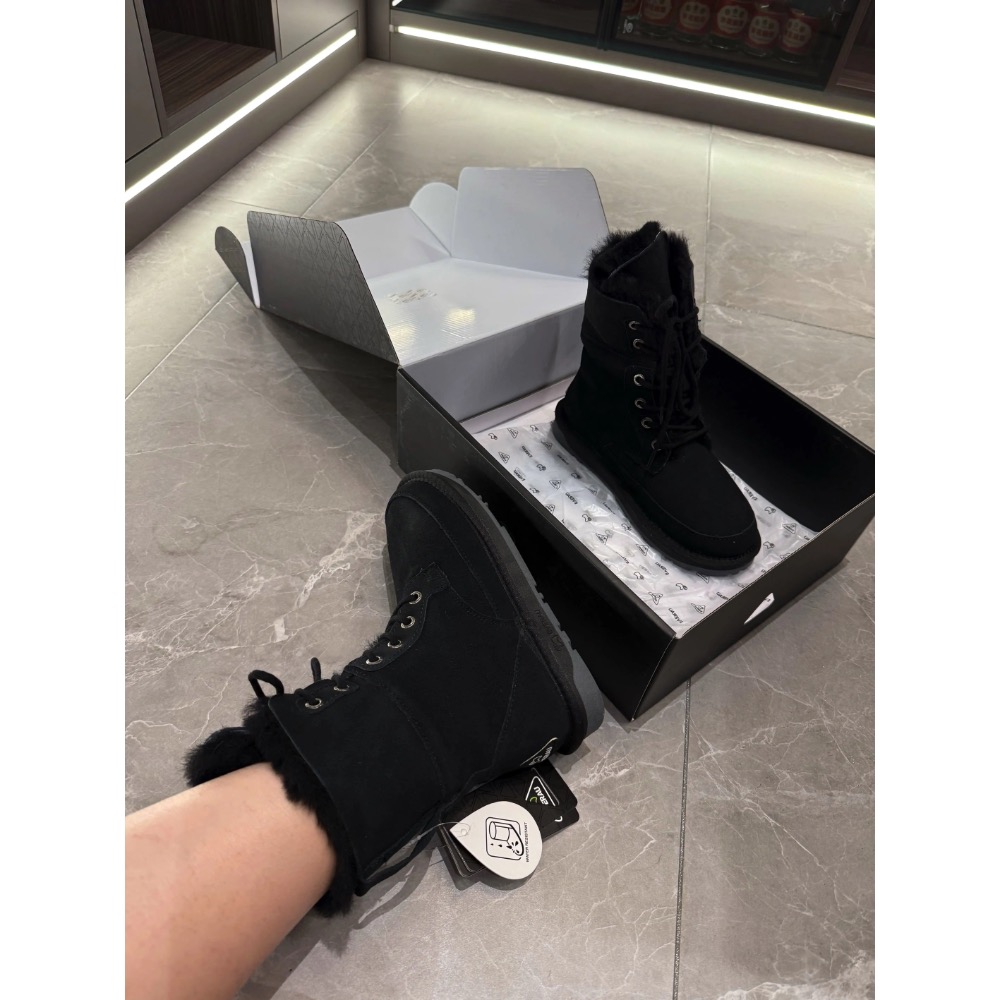 零碼清倉三折 澳洲EVERAU羊皮毛一體雪靴加厚保暖中筒馬丁靴女-細節圖2